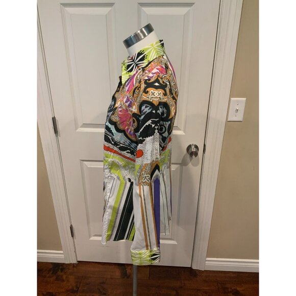 ETRO Multicolor Striped Paisley Button-Up Shirt, Size 10 (US) 44 (IT) - Picture 5 of 7